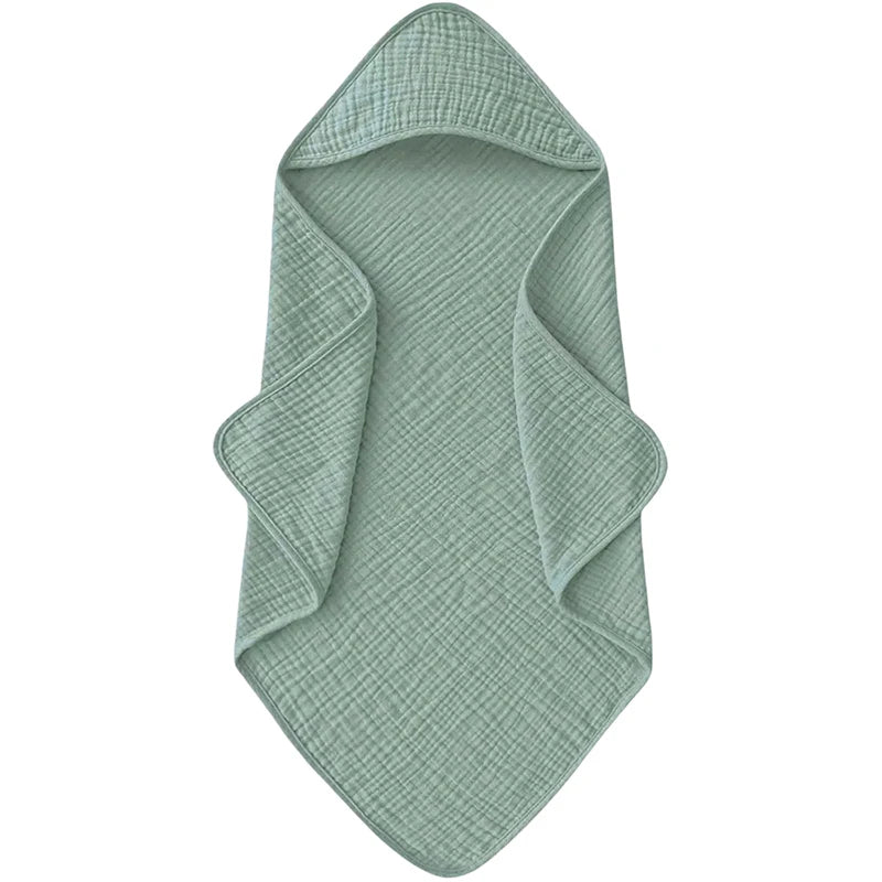 Hooded Baby Bath Towel – Soft Organic Cotton Muslin for Newborns