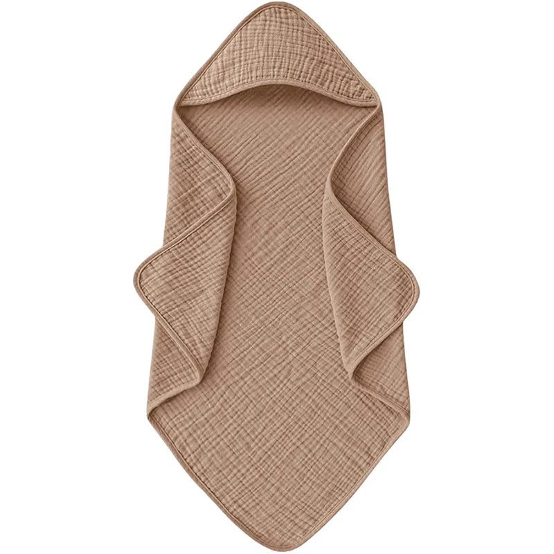 Hooded Baby Bath Towel – Soft Organic Cotton Muslin for Newborns