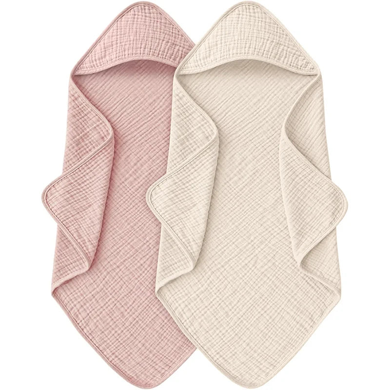 Hooded Baby Bath Towel – Soft Organic Cotton Muslin for Newborns
