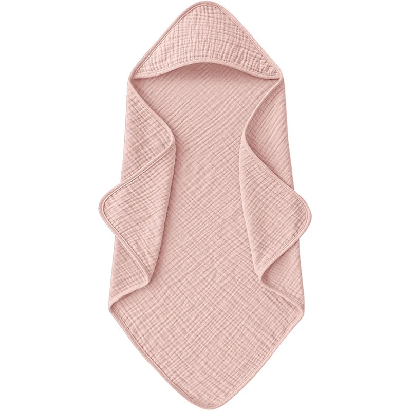 Hooded Baby Bath Towel – Soft Organic Cotton Muslin for Newborns