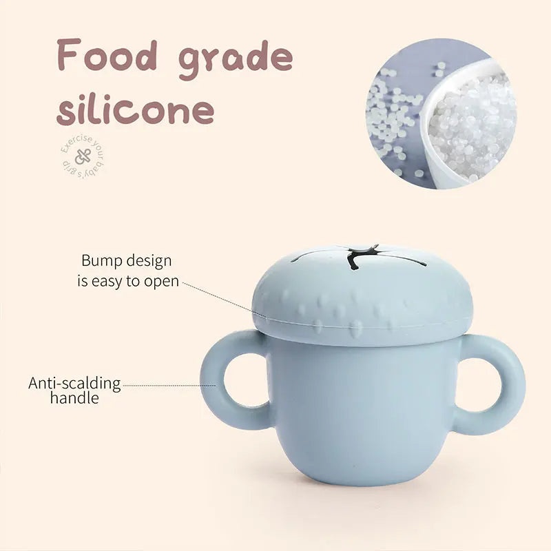 Portable Silicone Snack Cup with Lid – Leak-Resistant Food Storage Container for Toddlers & Kids, Travel-Friendly Snack Holder