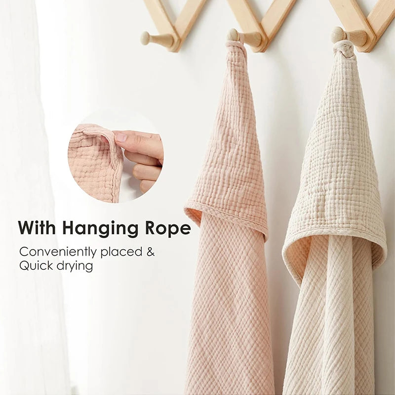 Hooded Baby Bath Towel – Soft Organic Cotton Muslin for Newborns
