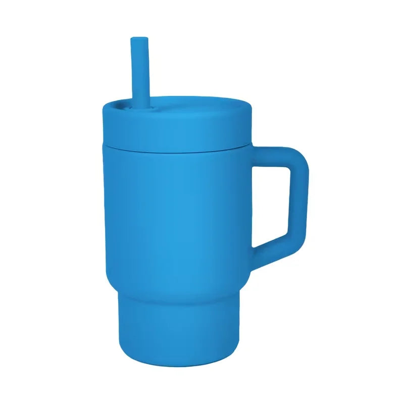 Silicone Straw Cup with Lid & Stopper – Leak-Proof, Spill-Proof Cute Design