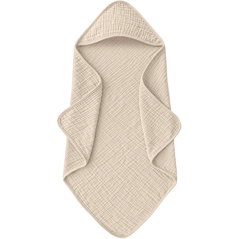 Hooded Baby Bath Towel – Soft Organic Cotton Muslin for Newborns