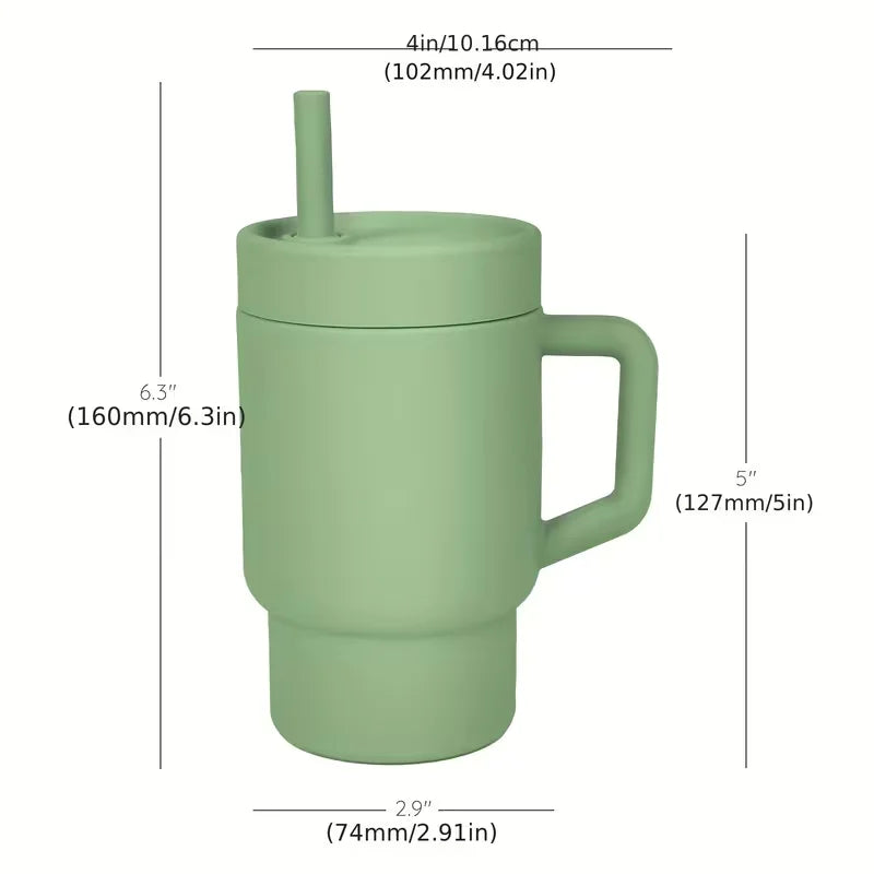 Silicone Straw Cup with Lid & Stopper – Leak-Proof, Spill-Proof Cute Design