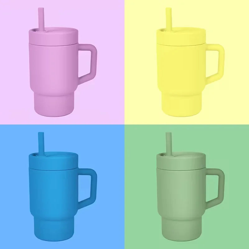 Silicone Straw Cup with Lid & Stopper – Leak-Proof, Spill-Proof Cute Design