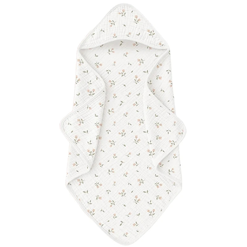 Hooded Baby Bath Towel – Soft Organic Cotton Muslin for Newborns